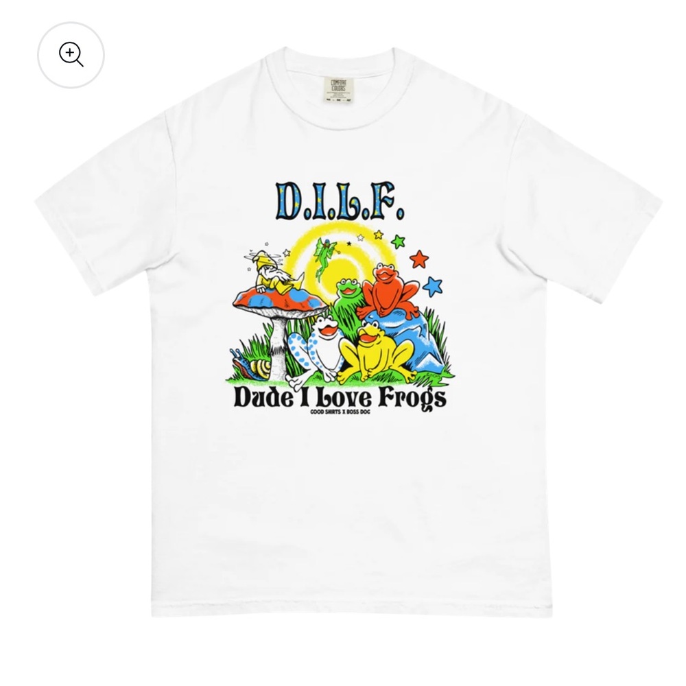 Dude I Love Frogs T Shirt in Cream size XL